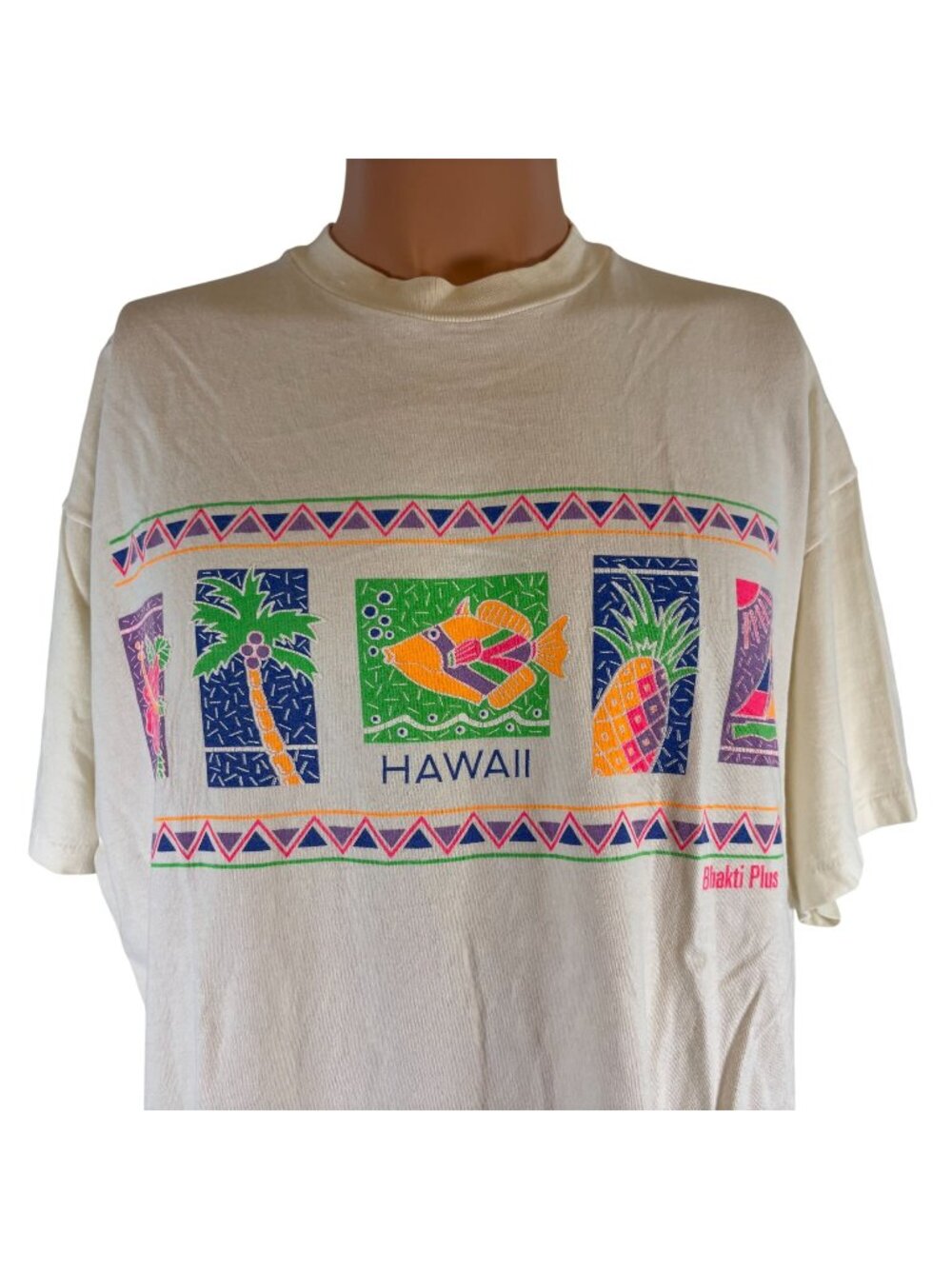 Vintage Hawaii T Shirt Mens Size XL White Mahi Mahi Fish Palm Trees 90s Made USA